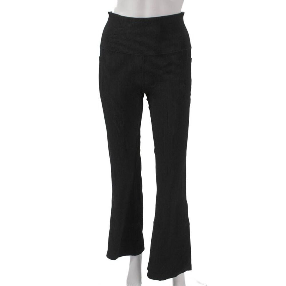 Athleta Women Striped Black Nylon Pull On Pants Size S Tall